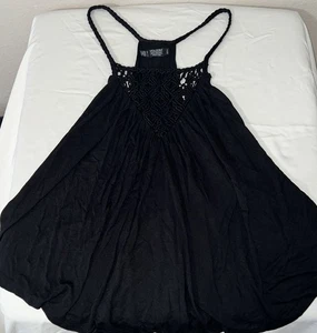 NWT VOLCOM Starry Flite Tank Black Crocheted Braided Straps Women’s Size L/14 - Picture 1 of 11
