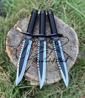 UBR CUSTOM HANDMADE HIGH CARBON STEEL RAMBO 2 BOWIE KNIFE WITH LEATHER SHEATH - Image 1 of 4