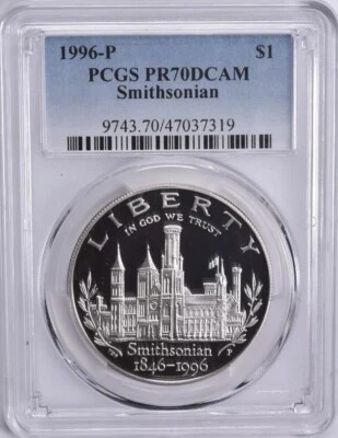 1996 SMITHSONIAN Silver Dollar PCGS PR70💥FLAWLESS QUALITY💥 - Image 1 of 4