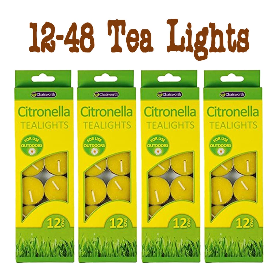 24-48 Citronella Tealight Tea Light Scented Outdoor Indoor Candles Tea Candles - Image 1 of 1