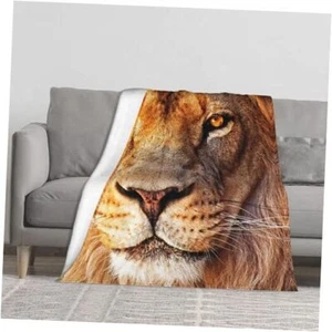 Soft Throw Blanket Flannel Fleece Blankets Warm Cozy Lightweight 60"x50" Lion - Picture 1 of 7