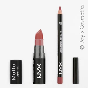 Juego de 2 lápices labiales mate NYX 15 caviar azotado + lápiz labial delgado 831 malva *Joy's* - Imagen 1 de 2
