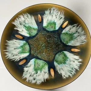 Vintage Mid Century Edwards Star Originals Signed Copper Enamel Bowl 15” Gumps - Picture 1 of 14