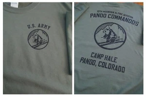 10TH MOUNTAIN Alpine PANDA COMMANDOS Camp Hale T-Shirt LARGE Army USA Printed - Picture 1 of 5
