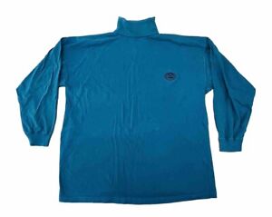 Vintage Givenchy Turtleneck Shirt Mens L Large Teal Blue Activewear Long Sleeve