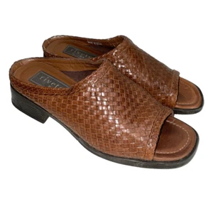 Riveted by Lee Women's Vintage Y2K Slide Sandals size 7 Woven Leather Square Toe - Picture 1 of 10