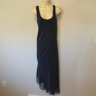 DVF Diane von Furstenberg Talia Rose Dots Azul Marino Maxi Polka Gasa Vestido Nuevo 6 Foto 1 de 4