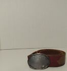 Old Navy cuir marron authentique pour femme avec boucle argentée et motif western, taille : petite
