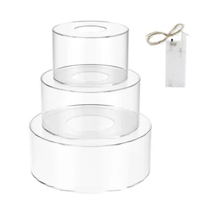 3Pcs Acrylic Cake Stand with Light Strings Clear Fillable Cake Riser Stackable~- - Picture 1 of 11