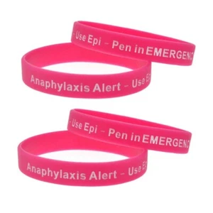 4x Adult Size Hearing Impaired Medical Alert ID Silicone Bracelets Wristbands - Picture 1 of 18