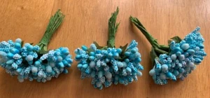 CRAFTS / BRIDAL / ARTIFICIAL FLOWERS / STAMENS / TURQUOISE BLUE - Picture 1 of 1