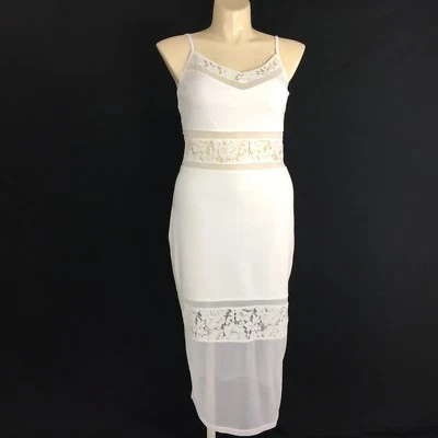 French Connection Dress 8 MED White Lucky Layer Strap Lace Sexy Midi NWT $168 - image 1 of 4