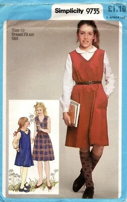 Simplicity Sewing Pattern 9735 Pinafore Dress & Peter Pan Blouse, Girls Size 10 - Image 1 of 4