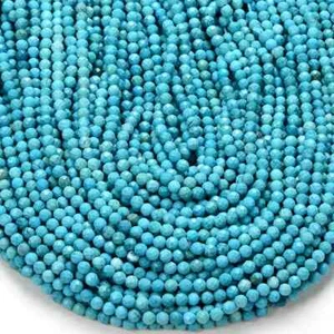 Wholesale 10 Strands Natural 2MM A++ Turquoise Faceted Round Gemstone Beads 12" - Picture 1 of 6