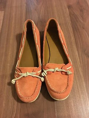 Mocasín de encaje Sebago Felucca para mujer talla 7,5/8 cuero coral usado en excelente estado Foto 1 de 4