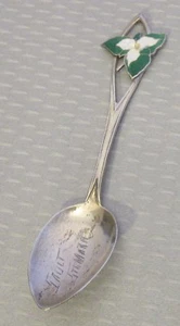 vintage Sault Ste Marie Canada Sterling Silver Enamel Souvenir Spoon BMCo 4" - Picture 1 of 4