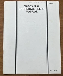 Vintage 1972 OPSCAN 17 Technical User Manual Optical Scanning Corporation Book - Picture 1 of 5