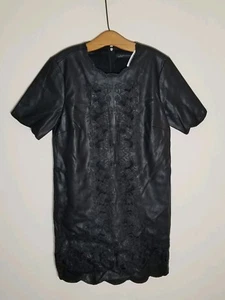 $ 100 ZARA BESTICKT SCHWARZ LEDER OPTIK KLEID GESCHNITTEN ARBEIT REF 2969/249 Gr. S - Bild 1 von 5