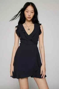 Kimchi Blue Ruby Wrap Mini Dress in Black Size XXS NEW - Picture 1 of 4