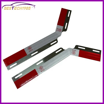 New Pair Semi Truck Angled Reflector Strips Mud Flap Hanger Aluminum Alloy Plate Foto 1 de 4