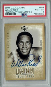 PSA 8 Willis Reed 2001 U.D. Legends #WR Rare Card Legendary Signatures Auto