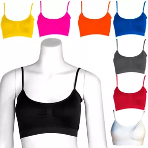 Seamless Yoga Gym Sports Bra Tank Top Removable Light Bra Pad Straps Crop Colors - Picture 1 of 7