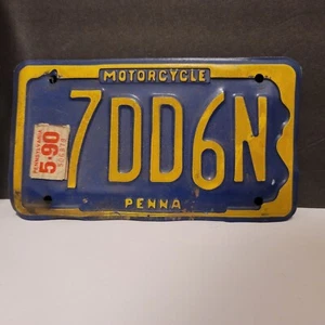 Vintage Pennsylvania Motorrad Nummernschild Ablaufdatum 1990 90er Jahre - Bild 1 von 3