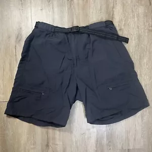 LL Bean Men's Black Shorts Large Belted Nylon 8" Inseam Lined Trunks - Picture 1 of 4