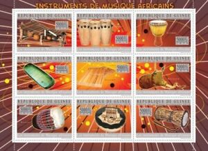 Guinea - Afrikanische Instrumente 9 Stempelblatt 7B-1142