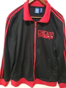 Adidas Chicago Bulls Full Zip Trainingsjacke Herren Größe Large gestreift schwarz - Bild 1 von 9
