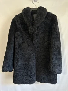 Vintage Eddie Bauer Icelandic Sheepskin Shearling Jacket Black Women’s Medium - Picture 1 of 19