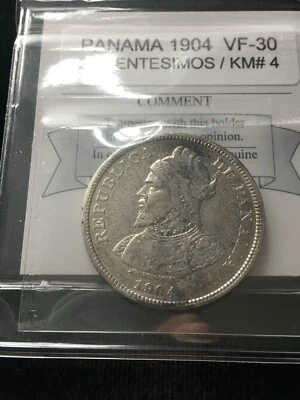 1904  Panama, 25 Centesimos, Coin Mart Graded **VF-30** KM# 4 - Image 1 of 4