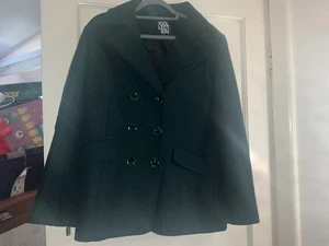Debenhams Green/black ladies wool blend double breasted jacket size 16 - Picture 1 of 4