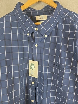 CROFT & BARROW Easy Care 男式 3XB 衬衫蓝色白色格子柔软舒适新品 — 第 1/4 张图片