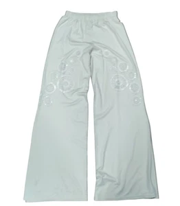 Sagaie Paris Damen elegante weiße Blumen Spitze Pailletten weites Bein Hose Größe Small - Bild 1 von 12