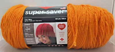 Red Heart Super Saver Yarn Pumpkin Orange Med 4 Acrylic 6 oz Knitting Crochet - Image 1 of 4