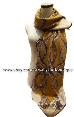 Sallys Boutique 80% Cashmere & 20% Silk Wrap Scarf Horse Print Square Shawl 53" - Image 1 of 4