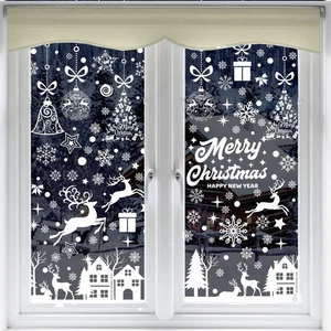 193 Stück Weihnachten Fensteraufkleber, doppelseitige Xmas Fensteraufkleber, wiederverwendbar... - Bild 1 von 9