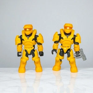 2x Mega Construx Halo Clash on the Ring Series Yellow Spartan Mark V Figure Lot - Picture 1 of 6