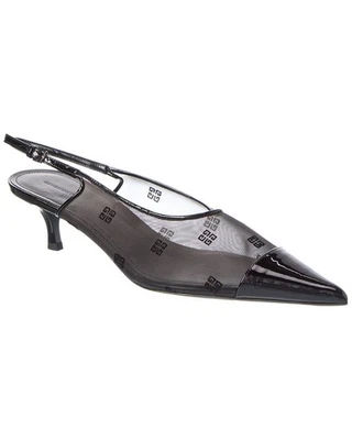 Женские туфли-слинги Givenchy Kitten с сеткой и патентом черные 37 - Изображение 1 из 4