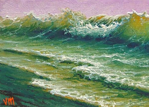 431 - 5"x7" CANVAS GICLEE FINE ART PRINT SEASCAPE Stormy Surf Waves Shore Sea - Picture 1 of 1