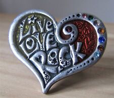 Hard Rock Cafe "Live Love Rock" heart shaped ring hippie style - adjustable size