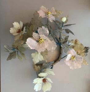 Very Large Carved Stone Art 5 Flower Decoration Sculpture Vintage - Picture 1 of 12