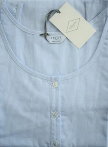 🆕️ Auth FRETTE 1860 ITALY Blue White Striped 100% COTTON SLEEPSHIRT S - Picture 1 of 7