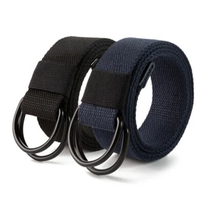 Cinturón de lona grande y alto para hombre con hebilla de anillo doble D, 3XL a 6XL, paquete de 2 - Imagen 1 de 16