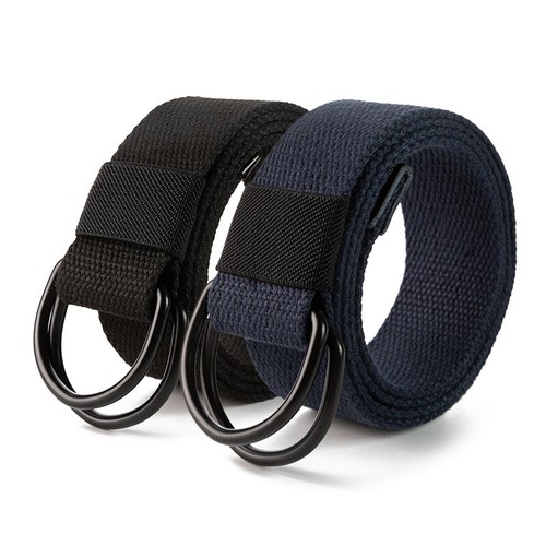 Big and Tall Men's Canvas Belt with Double D Ring Buckle  3XL to 6XL  Pack of 2