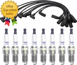 Spark Plugs and Wires Compatible with Chevy 5.7L 4.3L 5.0L, 41 993 19256067 - Picture 1 of 6