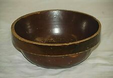 Antique Primitive Stoneware Mixing Bowl Brown Salt Glazed Rustic Farmhouse 7-1/2