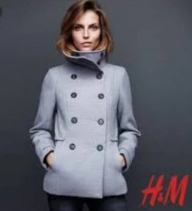 Grauer Erbsenmantel mit Knopfleiste Größe 4 von H&M - Bild 1 von 12