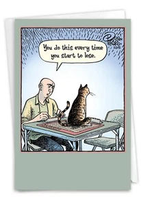 NEW | Greeting Cards by Nobleworks | Sore Loser Cat: Funny Birthday Card - Picture 1 of 2